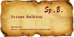 Szives Balbina névjegykártya